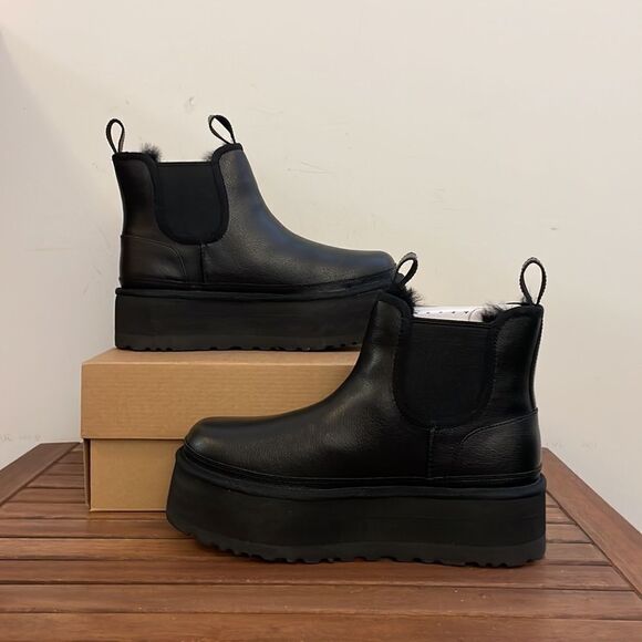UGG Neumel Platform Chelsea Boots Black Women Size 9 - Picture 4 of 15